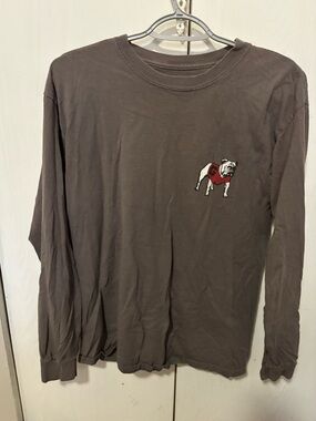 Georgia Bulldogs Women's Flower Long Sleeve Gray  T Shirt